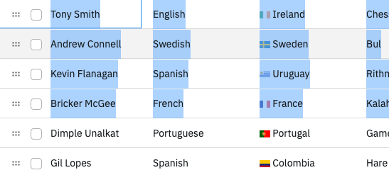 Cell Text Selection