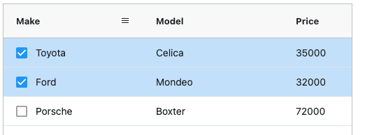 Vue AG Grid Selection